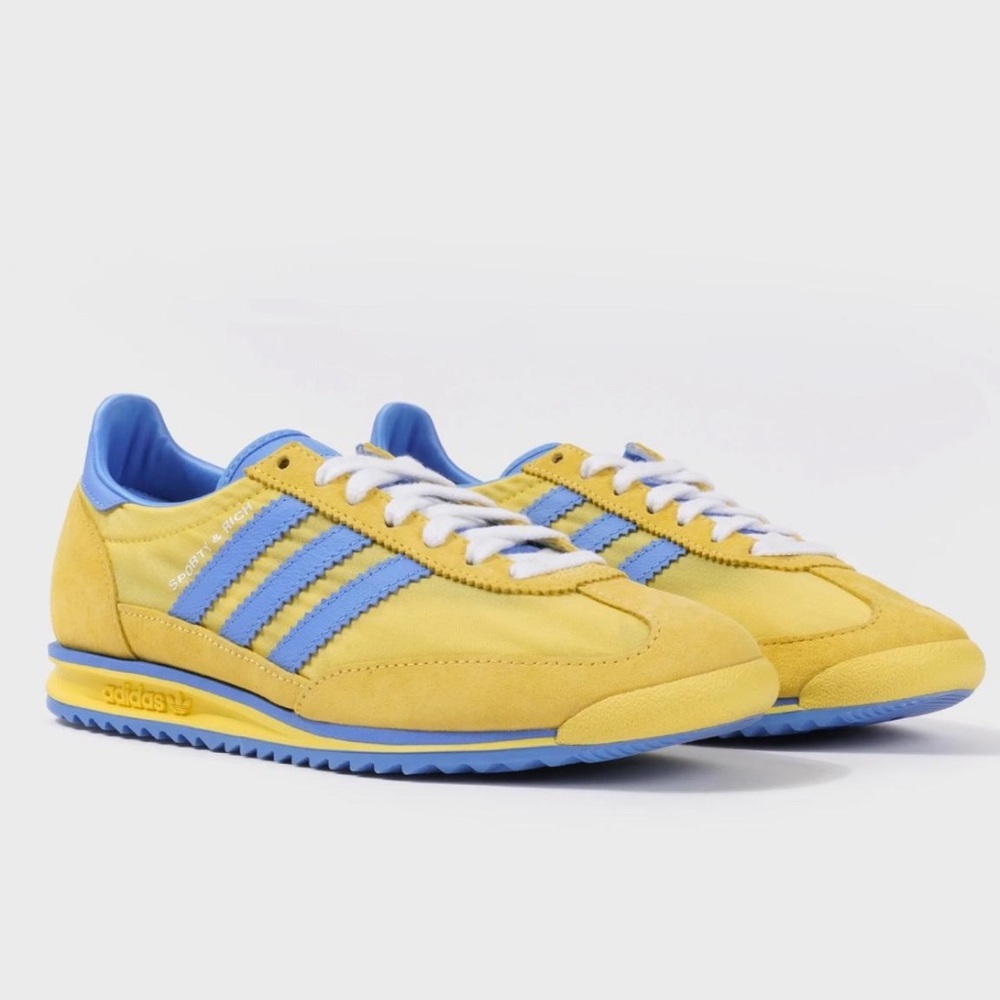 SPORTY & RICH X ADIDAS ORIGINALS
SL72 - Yellow/Blue
Brand new
Size 8 - Picture 8 of 8